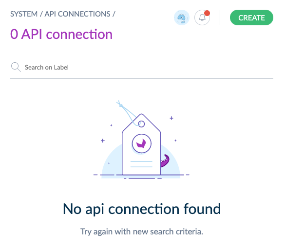 API connections empty screen