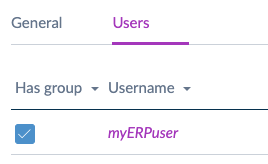 API user in the user group